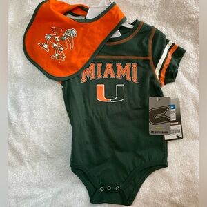 Miami University Baby Onsie and Bib. Size 12-18Months